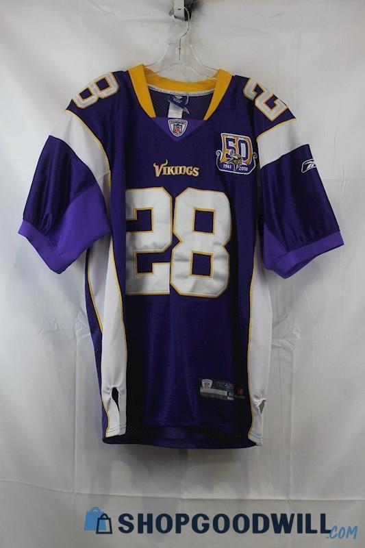 NFL Men's Purple/Gold Vikings 50th Anniversary Peterson#28 Football Jersey SZ 50