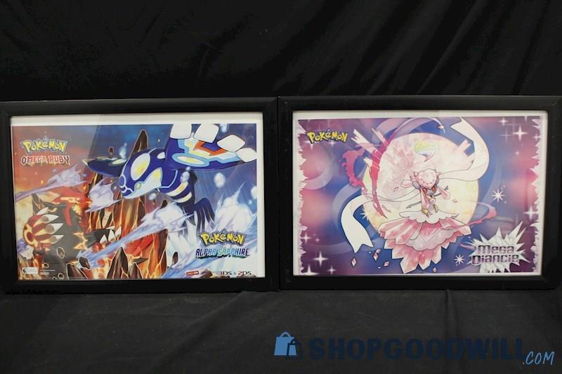 Framed Set x2 Unsigned POKEMON Promo Posters; Alpha Sapphire, Omega Ruby +more