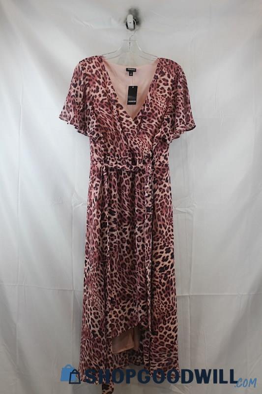 NWT Torrid Womens Pink/Black Animal Print Layered Maxi Dress Sz 1