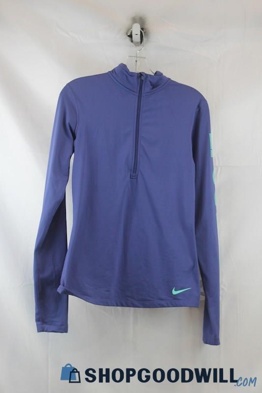 Nike Womens Purple Blue 1/4 Zip Sweatshirt Sz M