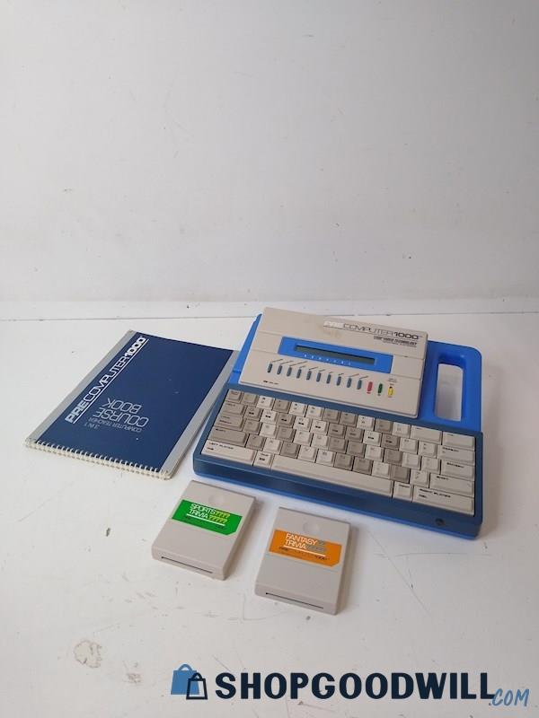 Vintage VTech PreComputer 1000 w/ Manual and 2 ROM Cartridges *UNTESTED
