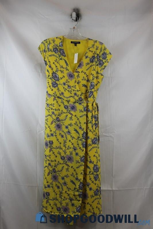 NWT Banana Republic Womens Yellow/Blue Floral Maxi Wrap Dress Sz 4