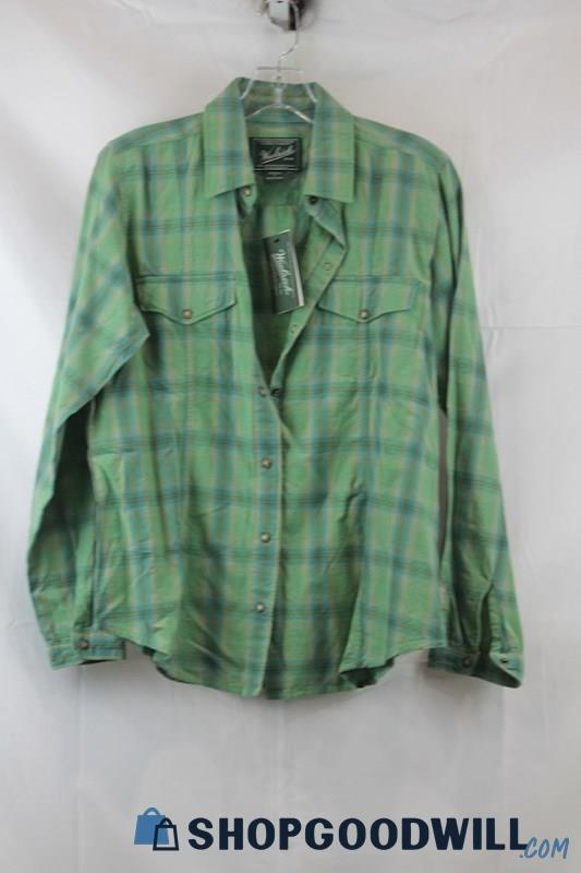 NWT Woolrich Women's Green Plaid Snap Button Shirt SZ S