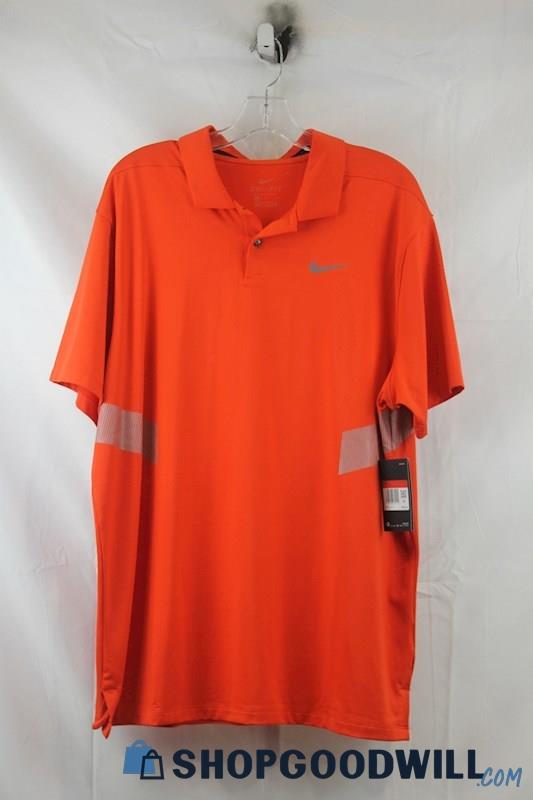 Nike Mens Orange Tech Polo Shirt Sz L