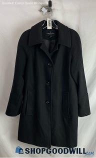 London Fog Women's Black Wool Button Up Pea Coat - Sz L