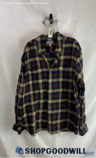 Carhartt Men's Brown/Navy Plaid Relaxed Button Up Flannel - Sz XL