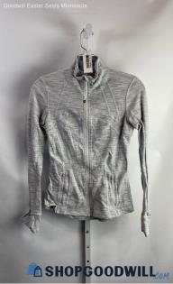 Lululemon Women's Light Gray Heathered Back Vented Fitted Sweatshirt - Sz 4