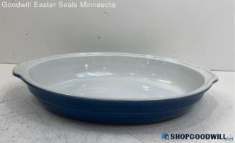 Emile Henry 12.5"x 8.5" Blue Ceramic Oval Baking Dish Bowl Platter Cook/kitchen