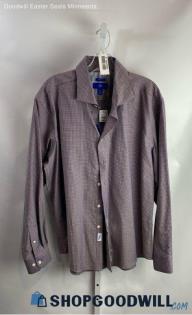 NWT Egara Men's Mauve/Brown Patterned Button Up LS Poplin Dress Shirt - Sz XL