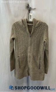 Athleta Women's Tan Full Zip Knit Sweater - Sz S