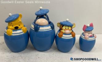 4pc Disney Peek A Boo Blue With White Stripes Cookie/snack Jars Canisters Kitch