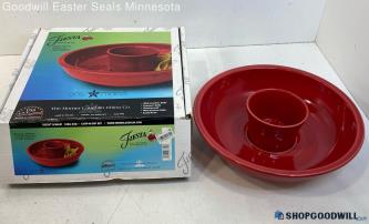 Fiesta Red Ceramic Chip & Dip 12.5" Dia Bowl Set