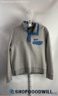 Patagonia Women's Light Gray Quilted Henley Sweatshirt - Sz M