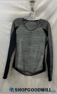 Athleta Women's Heather Gray/Black Active Long Sleeve Top - Sz S