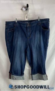 Lane Bryant Women's Dark Wash Blue Cuffed Capri Jeans - Sz 26