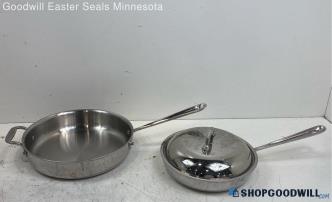 2pc All Clad 9" Lidded Pan & 3qt Frying Skillet w/ Long Handles Kitchen Cookware