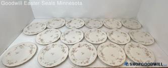 16pc Theodore Haviland New York Cream Pink Floral Gold Rim Plates