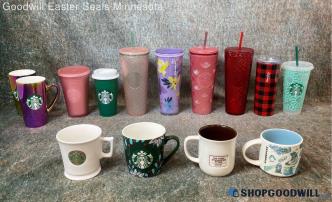 13lb Lot Starbucks+1 Caribou Coffee Mixed Tumblers Mug Cups Collectibles Home