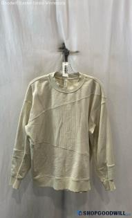 Lululemon Women's Ivory Textured Patched Panels Crewneck Sweatshirt - Sz 4