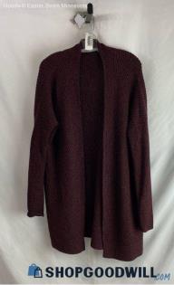 Athleta Women's Maroon/Black Ribbed Knit Long Open Cardigan - Sz M