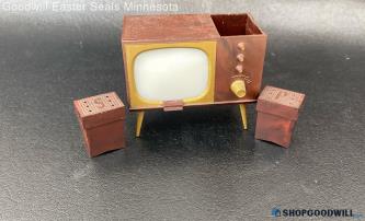 Retro Console Television Salt And Pepper Shaker Vintage 1950s 1960s Collectible