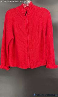 Willi Smith Women's Red zipper front sweater - Sz L