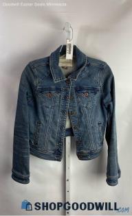 Anthropologie Women's Blue Cropped Button Up Denim Jacket - Sz S