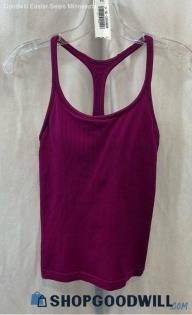 Athleta Women's Deep Magenta Ribbed Padded Racerback Tank Top - Sz S