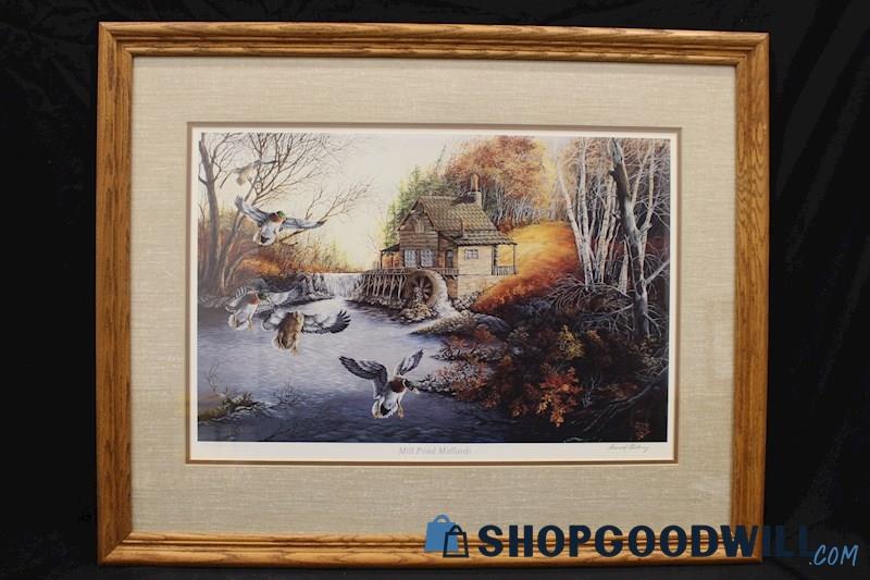 Framed Collector's Edition Print 'Mill Pond Mallards' Signed by Donald Blakney 