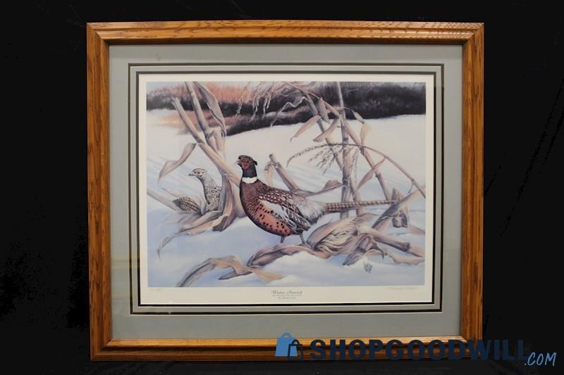 Framed Print 'Winter Harvest' Pheasants Signed by Beverly Scalze 74/980 PICKUP