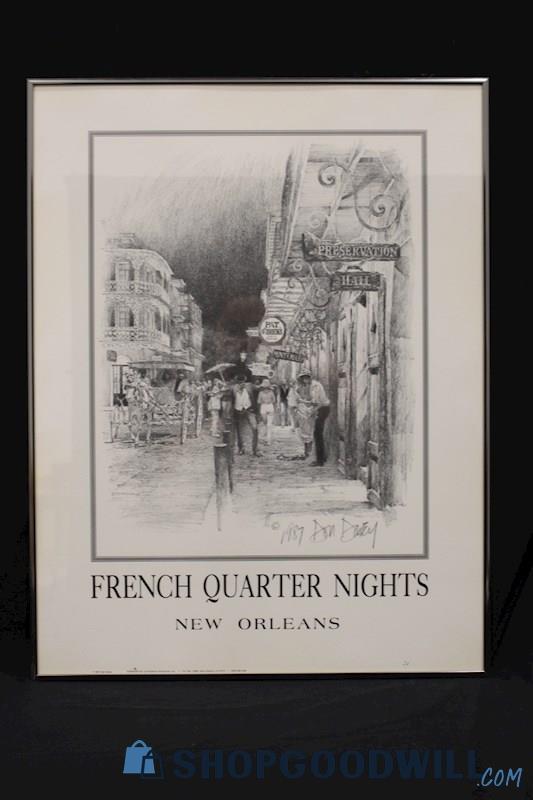 Framed Unsigned Print 'French Quarter Nights-New Orleans' by Don Davey 1987