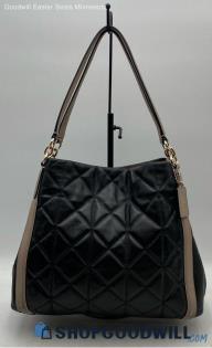 Coach Phoebe Black/Taupe Quilted Leather Shoulder Bag Handbag/Purse