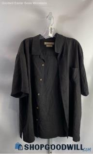 Tommy Bahama Men's Black Silk Button Up Short Sleeve T-Shirt - Sz XL