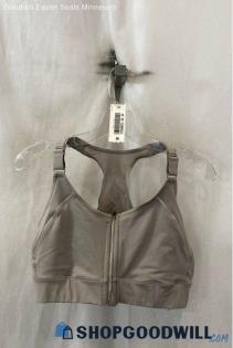 NWT Athleta Women's Gray Reflective Trim Racerback Front Zip Sports Bra - Sz XL