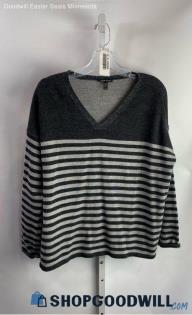 Eileen Fisher Women's Charcoal Stripe Sweatshirt - Sz M