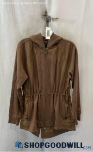 Athleta Women's Light Brown Cinchable Waist Zip Up Hoodie - Sz S