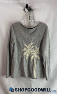 Tommy Bahama Women's Heathered Light Gray/White Graphic Cashmere Sweater - Sz M