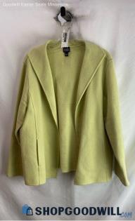 Eileen Fisher Women's Yellow Green Wool Blended Textured Hidden Pocket Coat Sz L