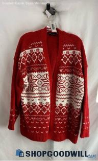 Lane Bryant Women's Red/White Snowflakes Pattern Knit Sweater - Sz 22