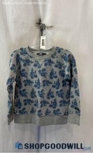 The North Face Women's Gray/Blue Floral Crewneck Sweatshirt - Sz S