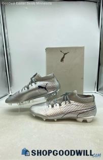 Puma Men's One Chrome FG Silver Synthetic Soccer Cleats Sz 12.5