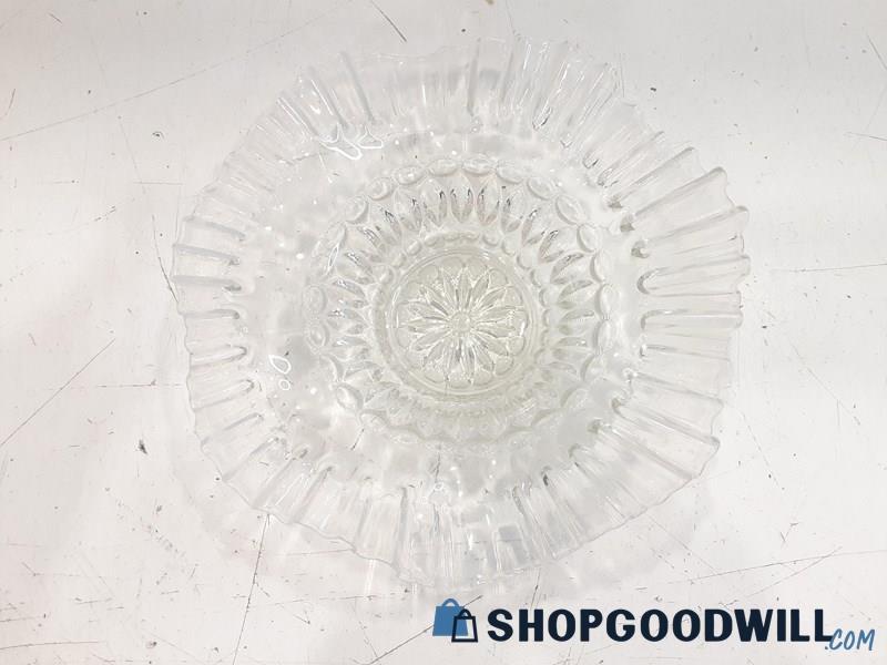 Vtg Glass Crimped Edging Decorative Art Glass Bowl, Candy Dish Tray