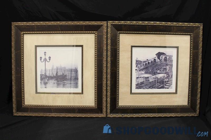 Framed Set of 2 Unsigned Prints 'Touring Venice I & IV' by C. Winterle Olson 
