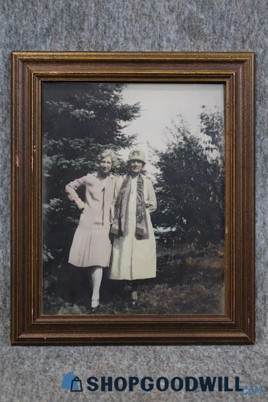 Framed VTG 1900s Two Women Best Friends Life Nature Photograph Unsign Art Decor