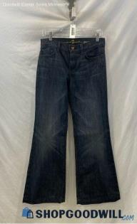 7 For All Mankind Women's Dark Wash Blue Flare Jeans - Sz 28