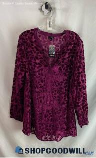 Torrid Women's Purple Velour Blouse - Sz 2