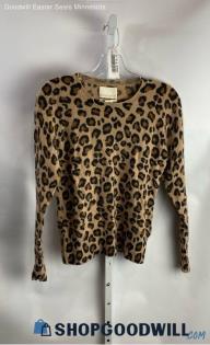 Cynthia Rowley Women's Brown/Black Leopard Print Pullover Sweater - Sz M