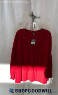 NWT Eddie Bauer Women's Ruby Red Lightweight Button Up Cardigan - Sz 2X