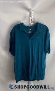 The North Face Men's Teal Jersey Knit 1/4 Snap Button Collared Polo - Sz L