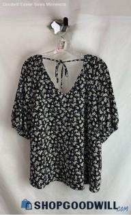 NWT 41 Hawthorn Women's Black/White Floral V Neck Top - Sz XXL